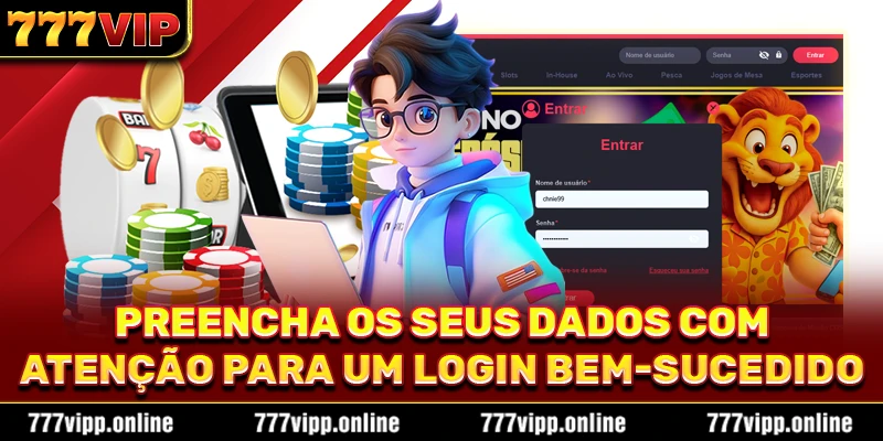 Preencha os seus dados com atenção para um login bem-sucedido